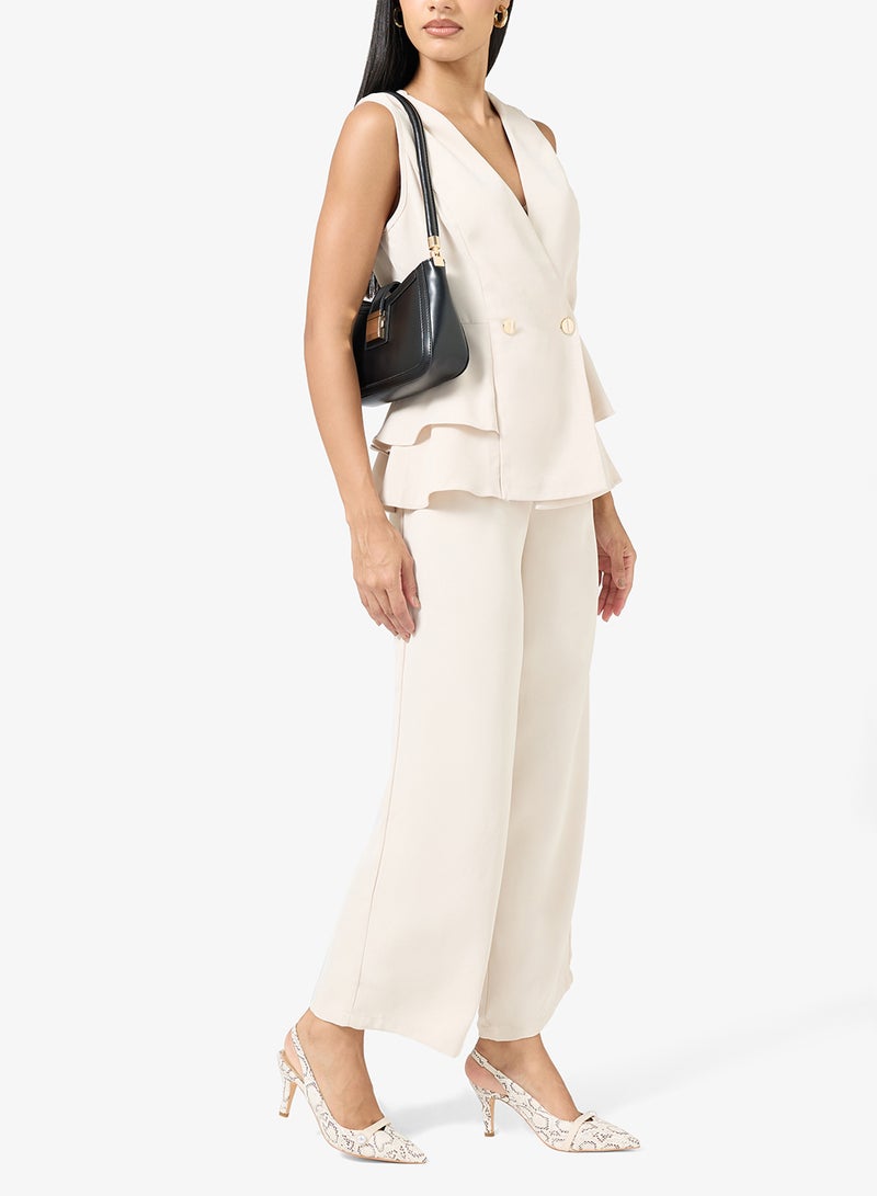 ELLA croc sling back with cream bar and pearl button - Image 5