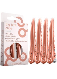 framar Framar Rose Gold Hair Clips - Professional Hair Clips For Styling, Metal Hair Clips For Women Styling, Womens Hair Clips Styling, Pink Hair Clips Metal, Metal Clips For Hair, Styling Hair Clips 4 Pack  - Image 1