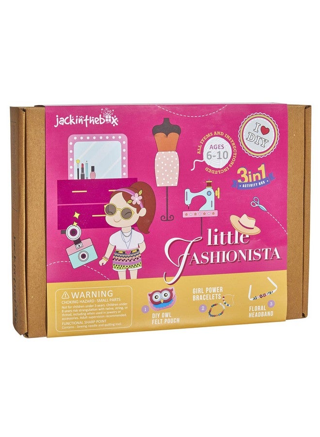 jackinthebox Fashion Themed Kit For Girls ; 3 Craft Projects In 1 Box ; Best Girl Gift For Ages 6 7 8 9 10 Years ; Includes Beautiful Felt And Foam Embellishments (Little Fashionista 3In1) - Image 1