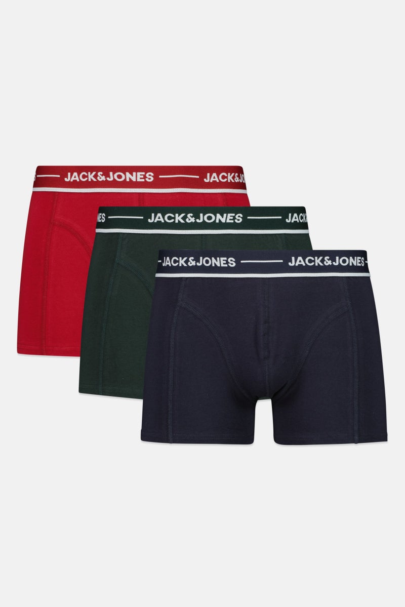 JACK & JONES Men 3 Pcs Brand Logo Trunks, Multicolor - Image 1