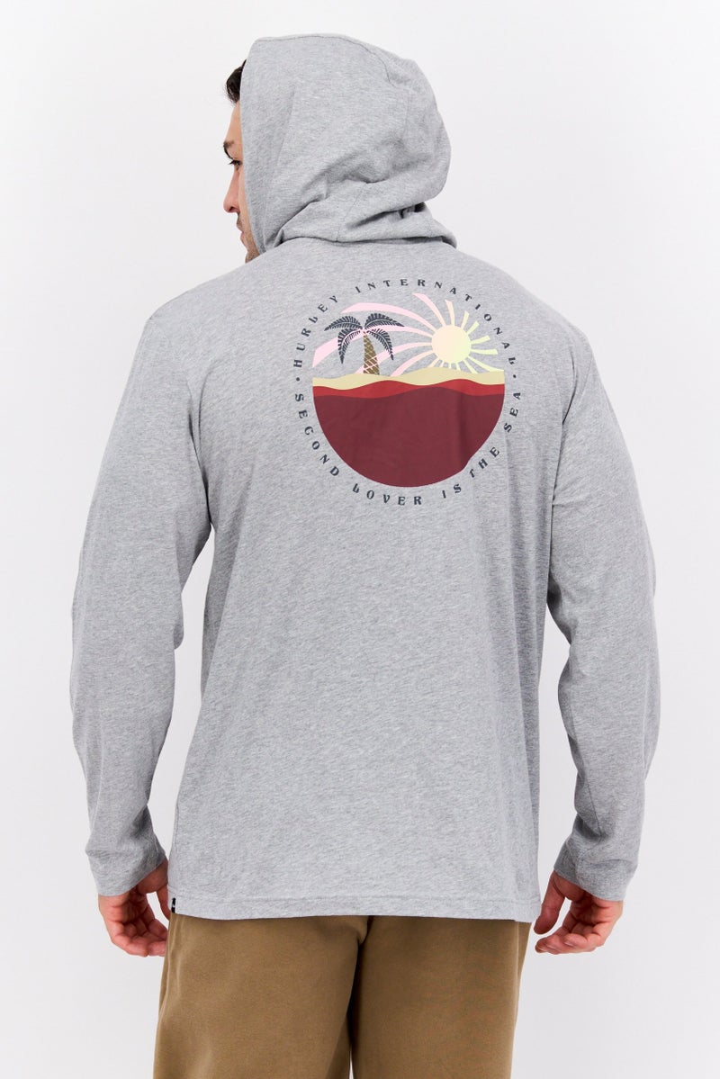 Hurley Men Sportswear Fit Long Sleeve Outdoor Hoodie, Grey  - Image 3