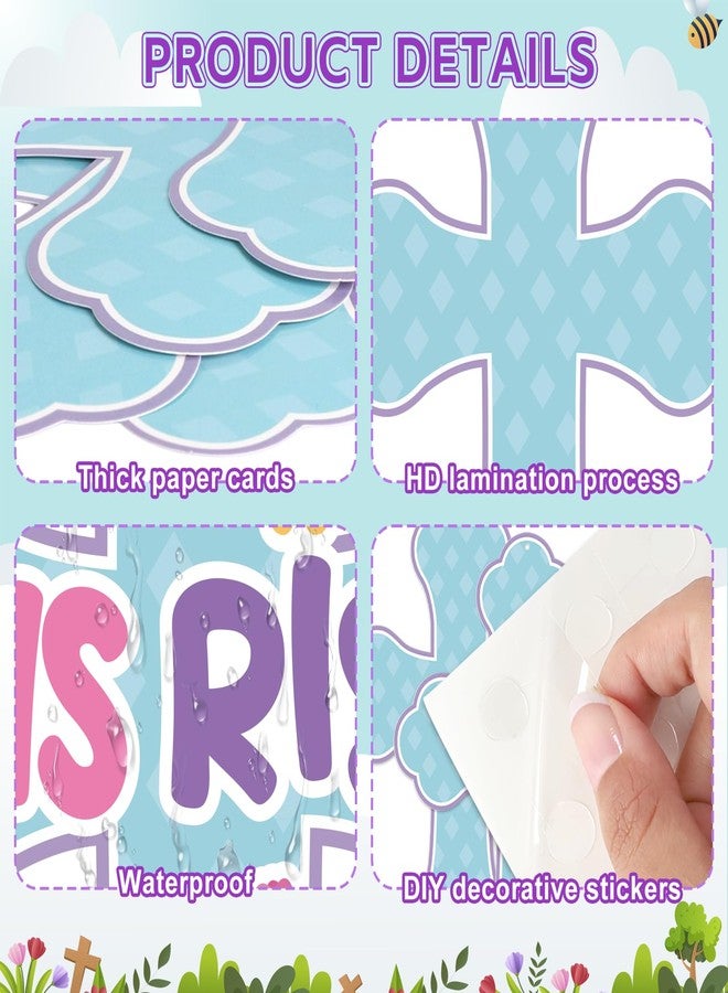 COCHIE 24 Set He is Risen Paper Cross Easter Crafts Kit, Christian First Communion Gift, DIY Make Your Own Jesus Resurrection Criss Cross Craft Kits for Church Home Party Decorations Classroom (Blue) - Image 3