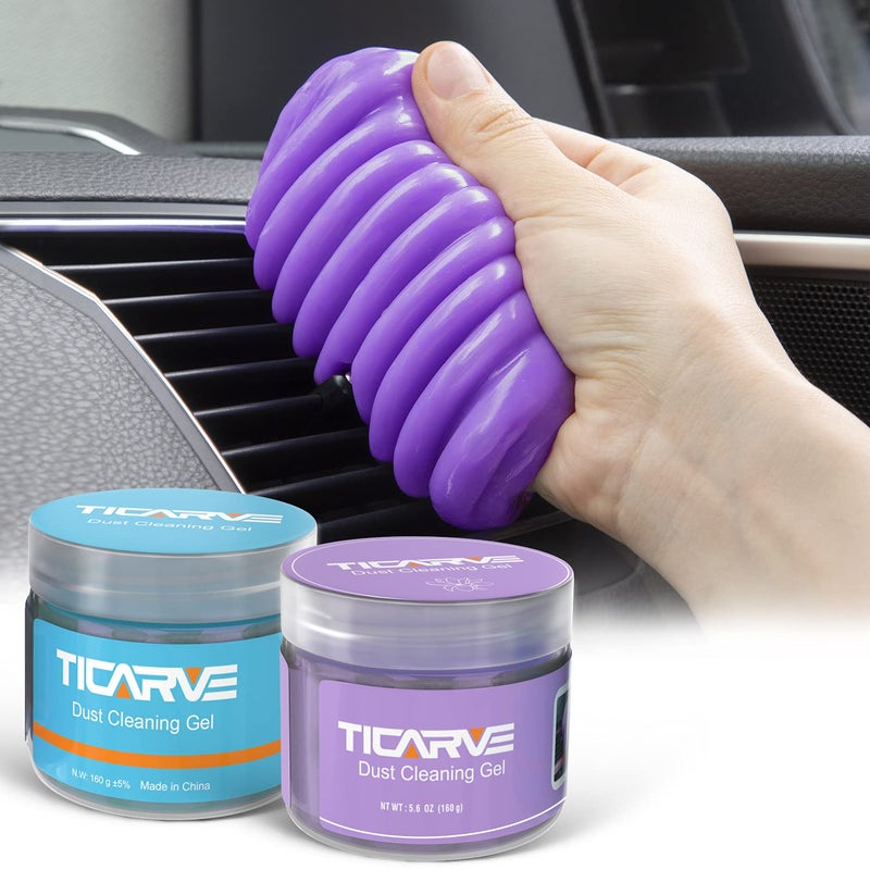 TICARVE 2Pack Cleaning Gel for Car Cleaning Putty Car Slime for Cleaning Car Detailing Putty Detail Tools Car Interior Cleaner Automotive Car Cleaning Kits Keyboard Cleaner Blue Purple 320g112oz