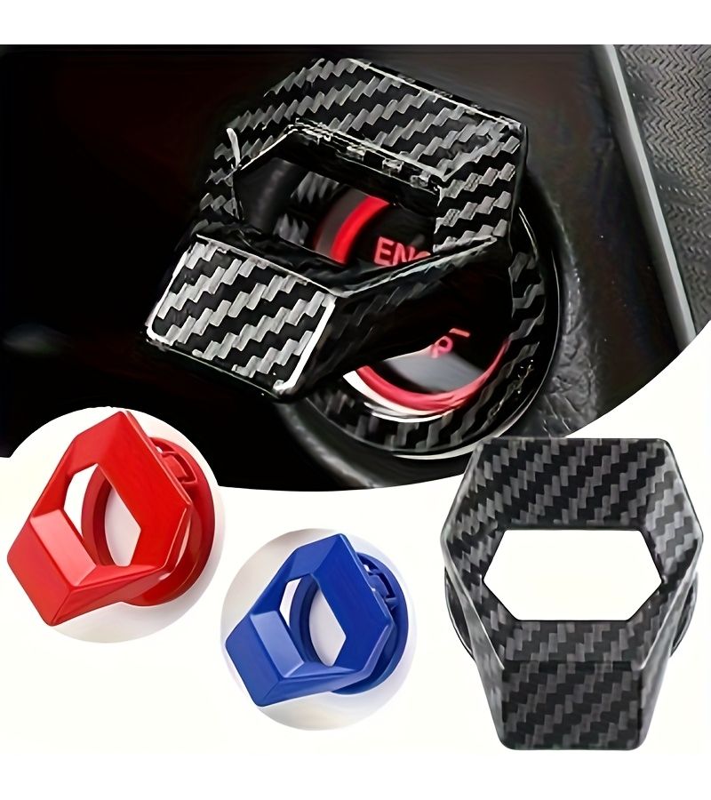 Blue Car One Key Start Cover Ignition Switch Protection Scratch Resistant Decorative Interior Cover - Image 1