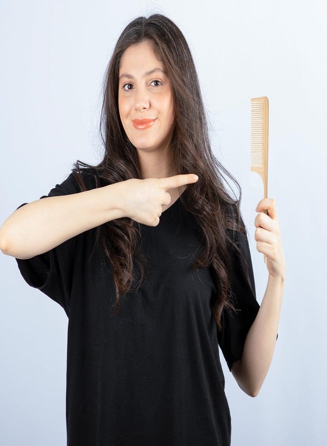 Hariendny 3PCS Natural Handmade Bamboo Anti-Static Combs Set - Wide Tooth, Rat Tail and Fine Tooth, Natural Wooden combs for Hair, Beard, Travel-Friendly, Hand Polished - Image 3