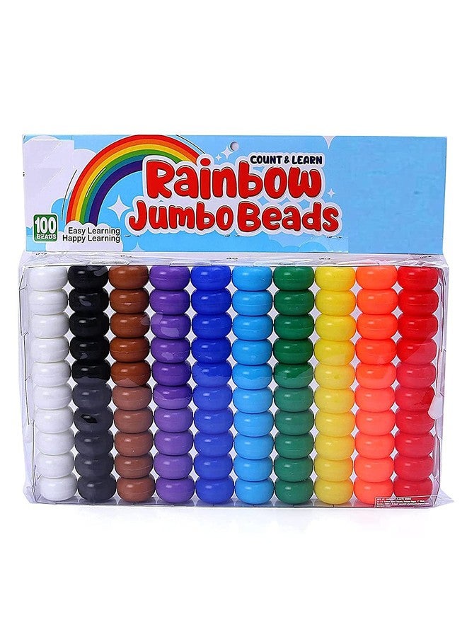 ARNIYAVALA Count & Learn Rainbow Jumbo Beads Pack of 100 - Multicolour-for Kids - Image 1