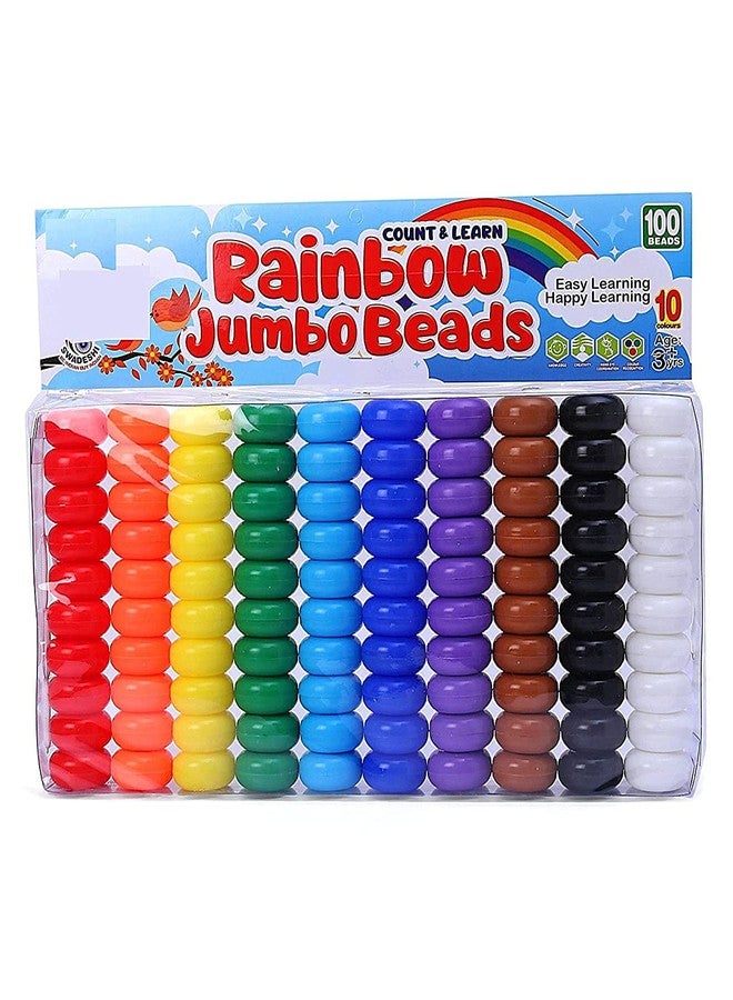 ARNIYAVALA Count & Learn Rainbow Jumbo Beads Pack of 100 - Multicolour-for Kids - Image 5