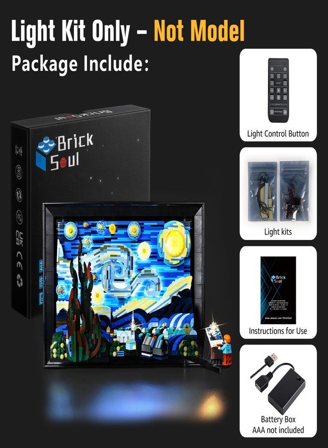 طقم إضاءة BrickSoul RC متوافق مع مجموعة بناء Lego The Starry Night 21333، ترقية وضع الإضاءة القابل للتعديل لمجموعة سيارة Vincent Van، غير متضمنة طراز 21333 - Image 3