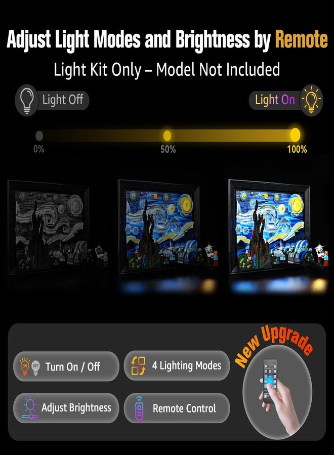 طقم إضاءة BrickSoul RC متوافق مع مجموعة بناء Lego The Starry Night 21333، ترقية وضع الإضاءة القابل للتعديل لمجموعة سيارة Vincent Van، غير متضمنة طراز 21333 - Image 4
