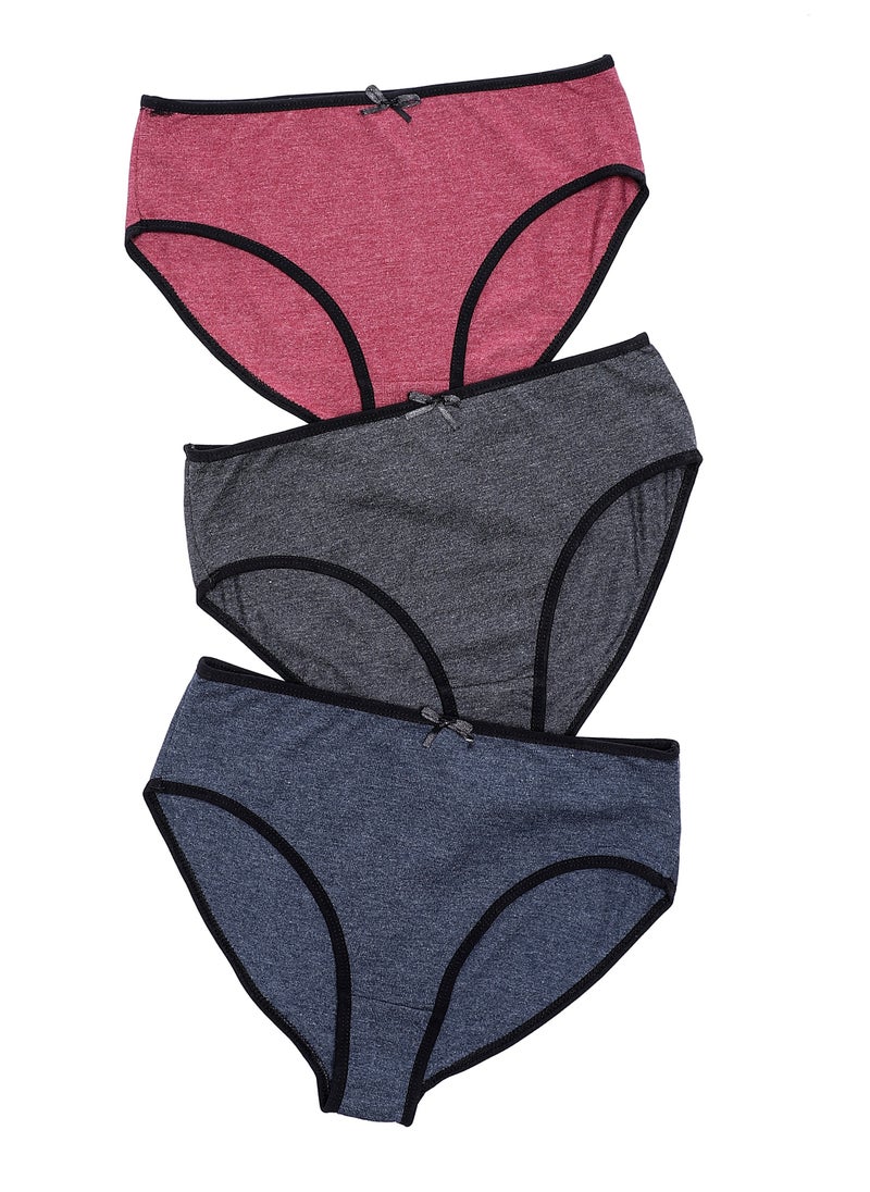 Mesery - Bundle OF Three Brief Smooth Cotton Hipster Panties - Image 1