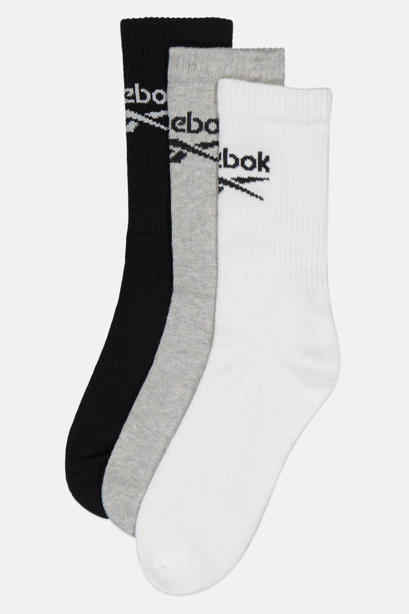 Reebok Men 3 Pairs Brand Logo Crew Socks, Multicolor - Image 1