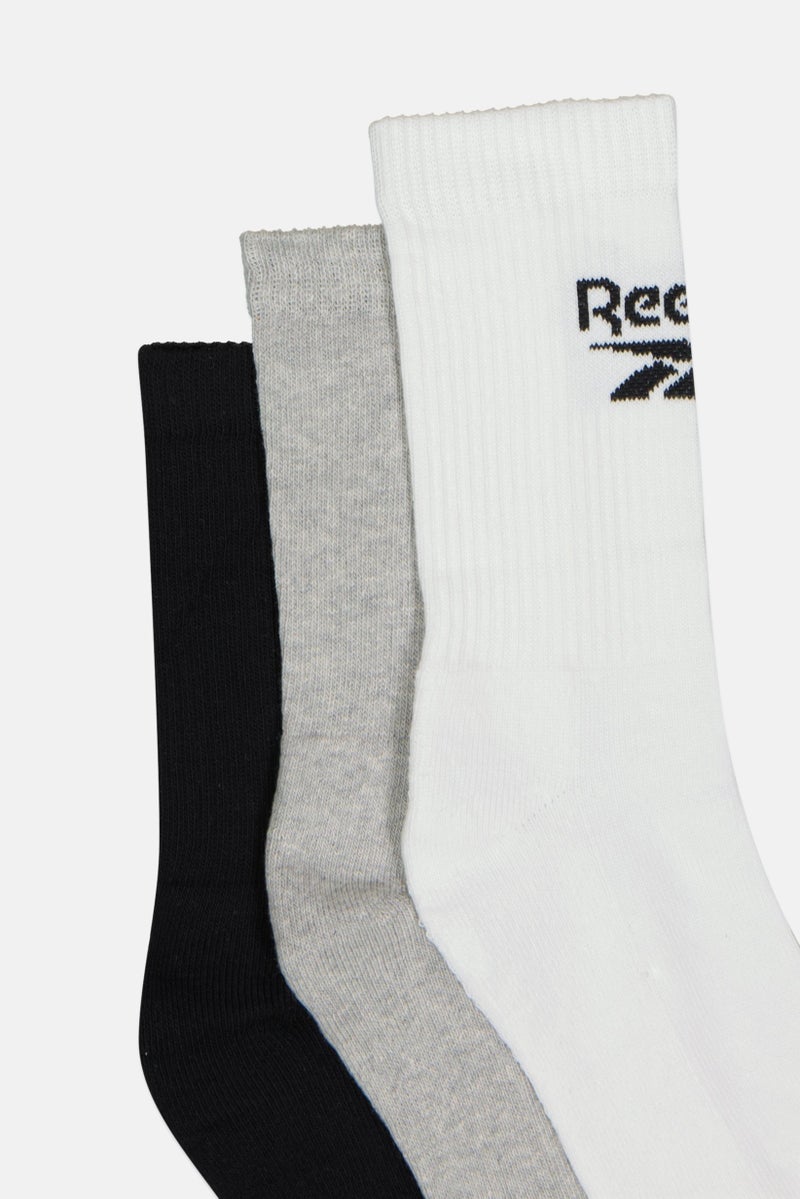 Reebok Men 3 Pairs Brand Logo Crew Socks, Multicolor - Image 2