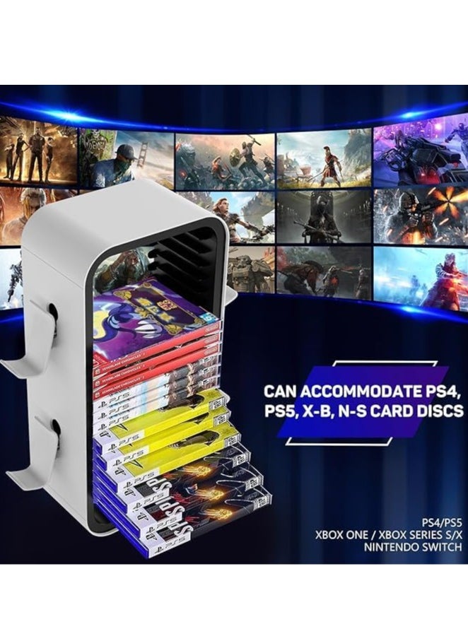 Generic - Best Switch Game Storage Tower Blu-ray Disc Organizer for PS5/PS4/Xbox One/Xbox 360/Xbox Series X/S/Switch Stores 18 Games with 4 Controller Holders - Image 1