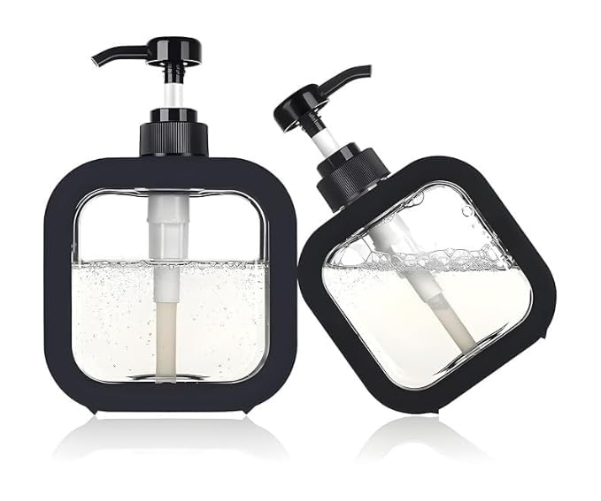 Anshri Hand Soap Dispenser Multipurpose Liquid Soap Refillable Plastic DispenserShampooDish WashShower Gel Lotion for Bathroom300Ml Black 1pcs - Image 4