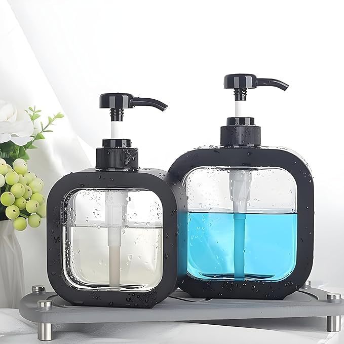 Anshri Hand Soap Dispenser Multipurpose Liquid Soap Refillable Plastic DispenserShampooDish WashShower Gel Lotion for Bathroom300Ml Black 1pcs - Image 2
