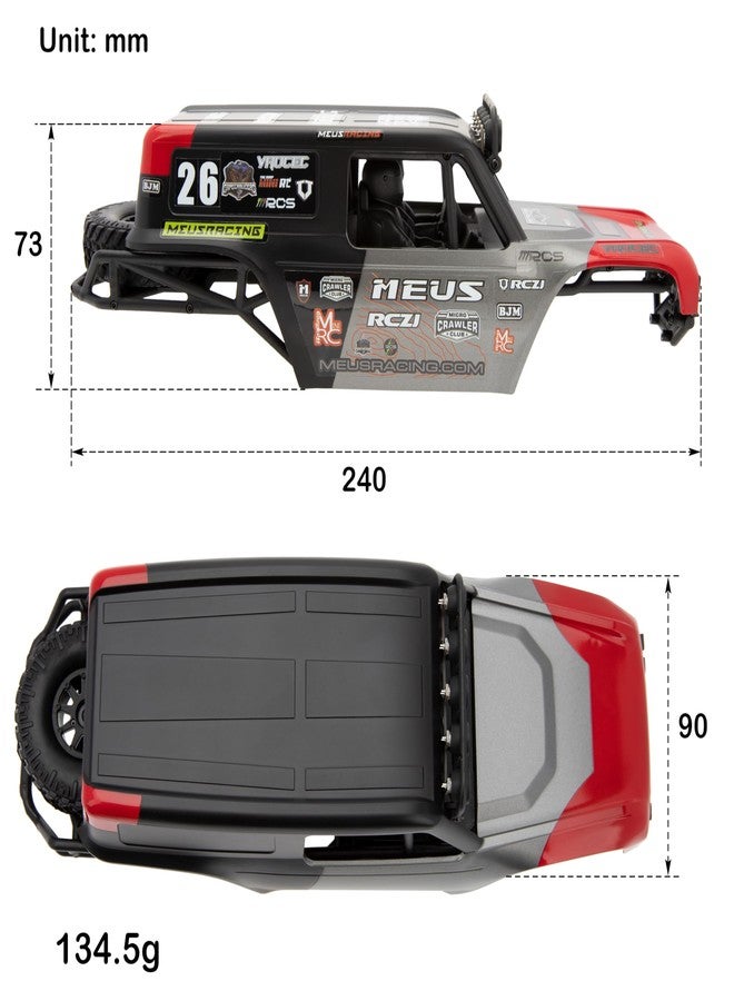 MEUS Racing MB18 TRX4M Body & Chassis Kit for Traxxas TRX4M Defender Bronco K10 F150 High Trail 1/18 RC Crawler Upgrades Parts (Red&Black) - Image 2