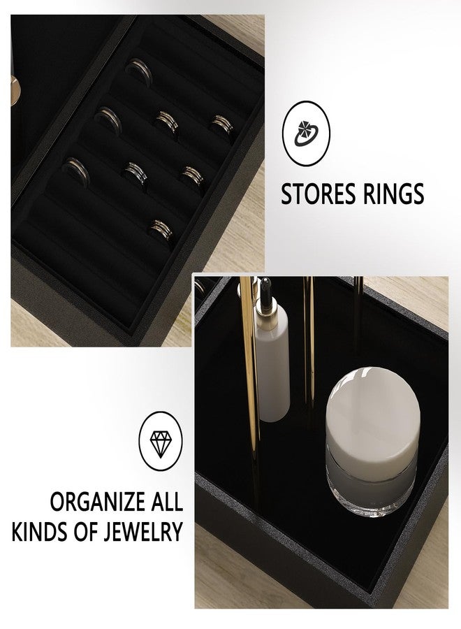 Ausalivan Jewelry Organizer Stand,Large And Small Jewelry Tabletop Storage Display Holder For Women,Compact Bracelet,Necklace,Ring,Earring,Velvet Organizer Rack For Closet (Black) - Image 5