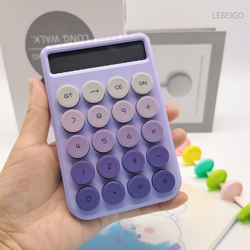 Pink Candy Color Gradient Calculator 10 Digit Display Portable Pocket Calculator Student Minimalist Calculator Back To School Calculator Powered By 1 AAA Battery Battery Not Included - Image 1
