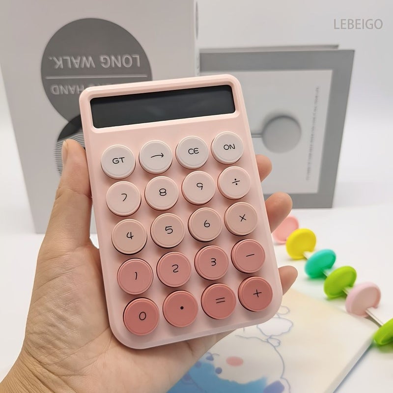 Pink Candy Color Gradient Calculator 10 Digit Display Portable Pocket Calculator Student Minimalist Calculator Back To School Calculator Powered By 1 AAA Battery Battery Not Included - Image 2