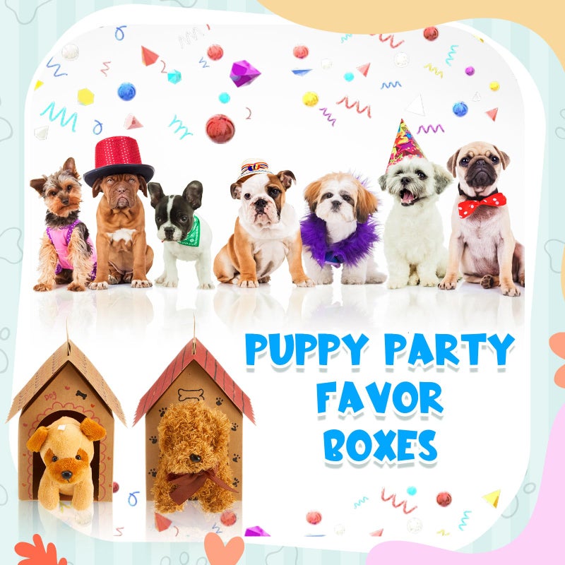 ShinyRelief 24 Pcs Dog Party Favors Boxes Dog House Shaped Treat Gift Boxes with Holes Foldable with Handle for Christmas Puppy Pet Adoption Kid DIY Crafting Birthday (Kraft Paper Style) - Image 5