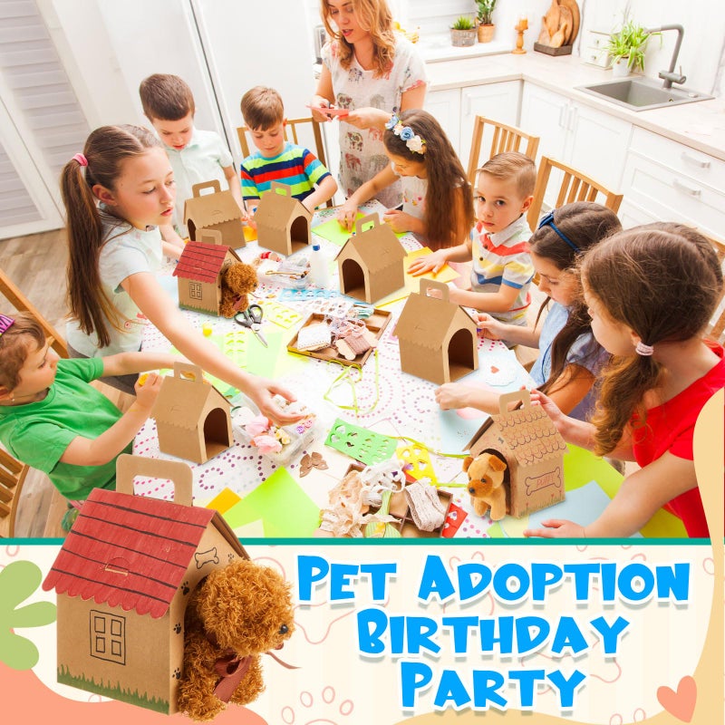 ShinyRelief 24 Pcs Dog Party Favors Boxes Dog House Shaped Treat Gift Boxes with Holes Foldable with Handle for Christmas Puppy Pet Adoption Kid DIY Crafting Birthday (Kraft Paper Style) - Image 4