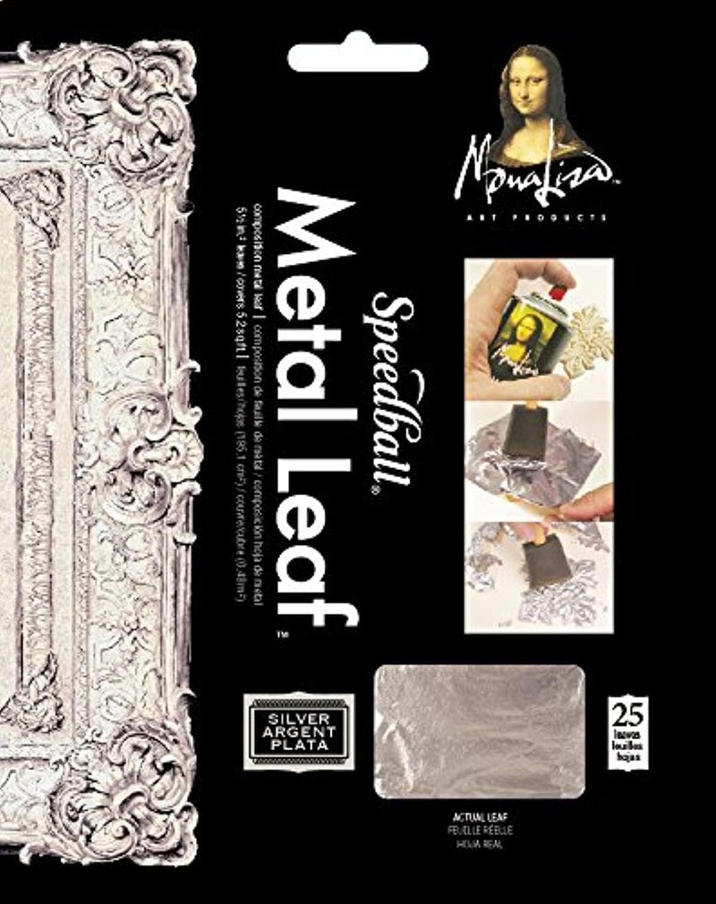 Speedball Mona Lisa Composition Silver Metal Leaf Sheets - 25 Pack of Aluminum Leafing Sheets - Image 1