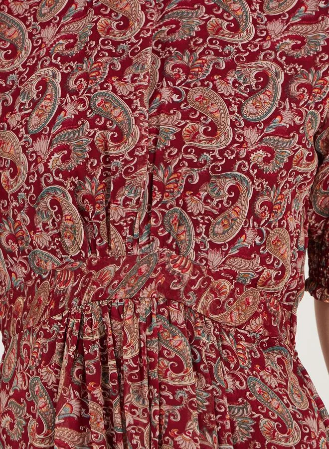 Maxim Creation Paisley Print Puff Sleeves A-Line Maxi Dress by Styli