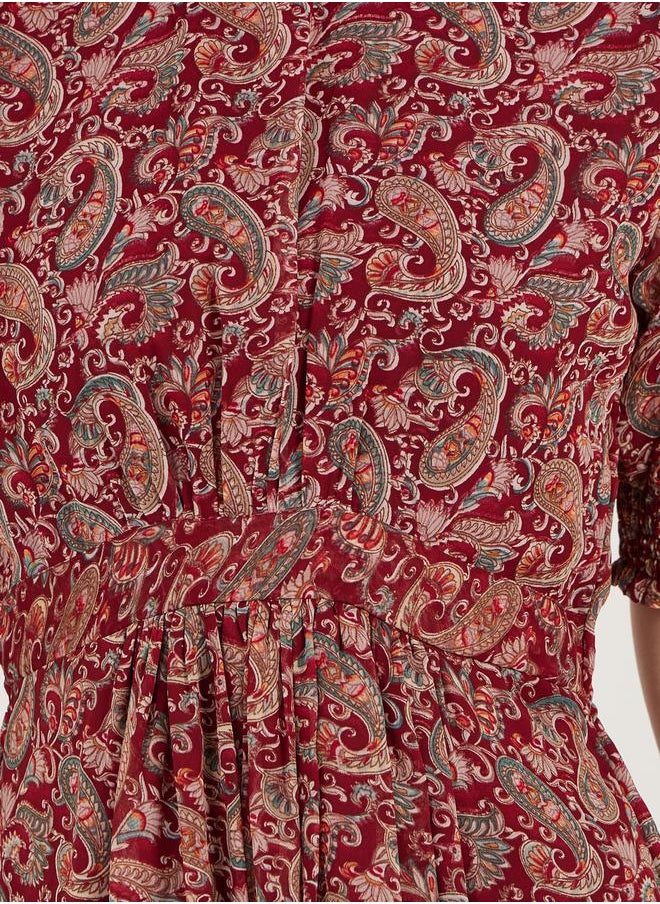 Maxim Creation - Paisley Print Puff Sleeves A-Line Maxi Dress by Styli - Image 1