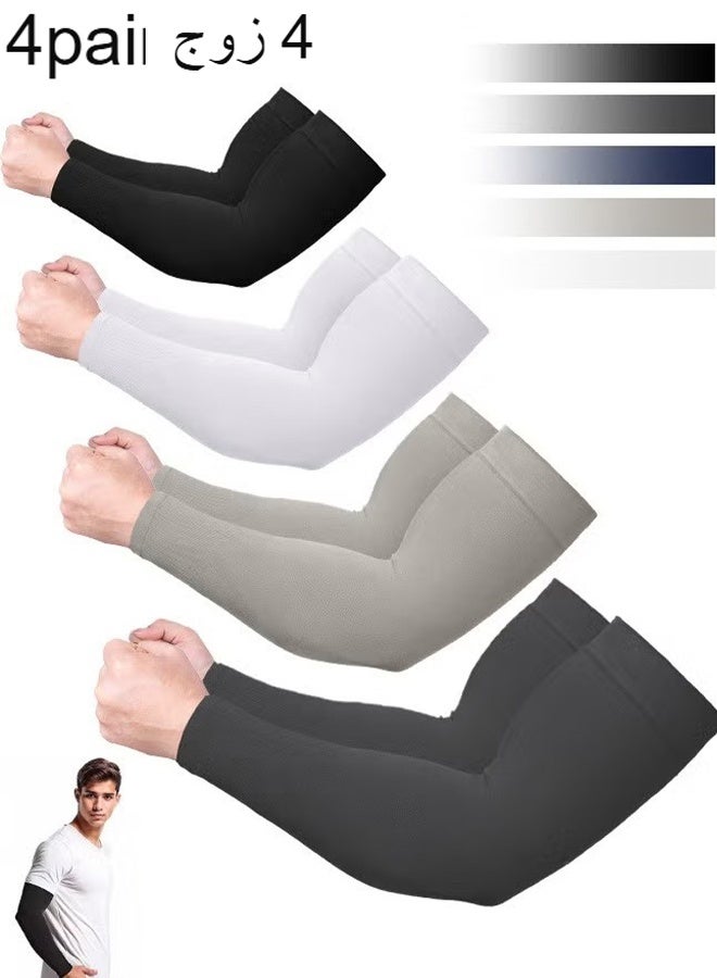 Happy D 4-Pack Arm Sleeves for Women Men Youth|UPF 50 Arm Warmers UV Sun Protection Arm Cooling Sleeves, One Size Sun Protection Arm Sleeve Cover Tattoo - Image 1