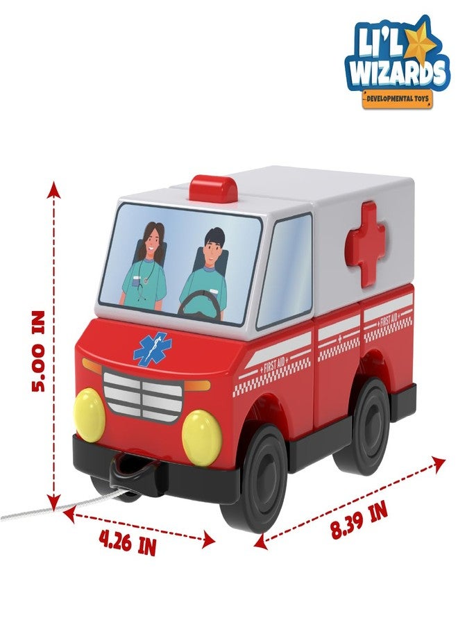 Li'l Wizards Build Your Own Ambulance Toy|Build Stack Play|Construction & Stacking Blocks for Kids|Shape Identification STEM Learning & Developmental Toy|Pull Along Toys|Gift Set for 2-5 Years Kids - Image 5