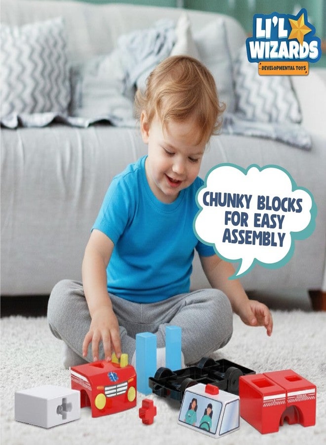 Li'l Wizards Build Your Own Ambulance Toy|Build Stack Play|Construction & Stacking Blocks for Kids|Shape Identification STEM Learning & Developmental Toy|Pull Along Toys|Gift Set for 2-5 Years Kids - Image 3