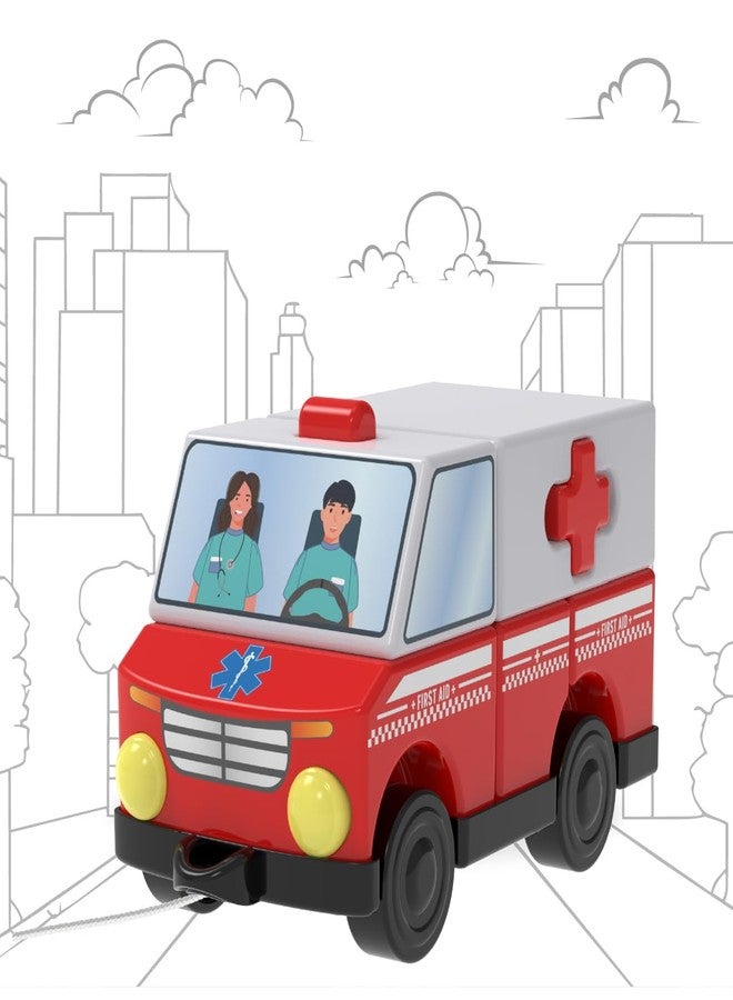 Li'l Wizards Build Your Own Ambulance Toy|Build Stack Play|Construction & Stacking Blocks for Kids|Shape Identification STEM Learning & Developmental Toy|Pull Along Toys|Gift Set for 2-5 Years Kids - Image 1