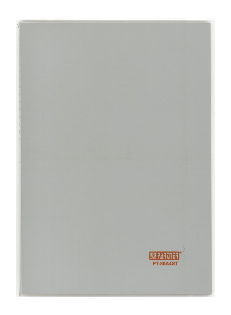 PARTNER دفتر ملاحظات بحجم A4 قطعة واحدة بخط واحد مع غلاف بلاستيكي رمادي - Image 1