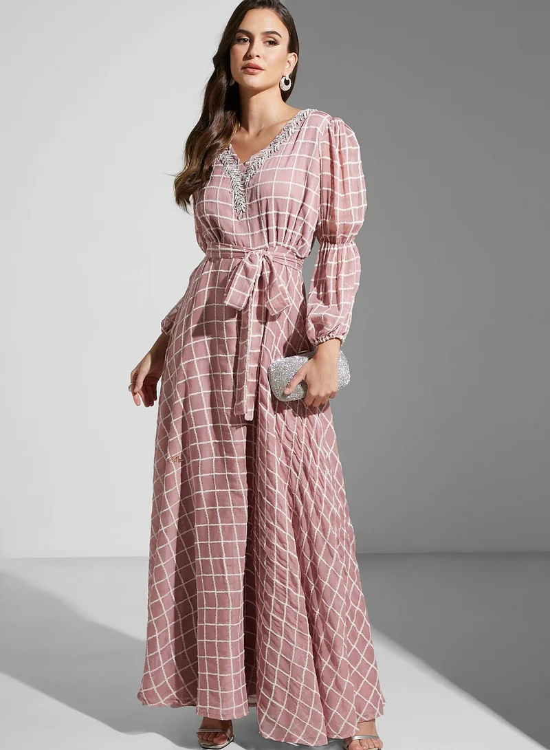 Fashion Trends by Suzy Matar Embroidered V-Line Dress