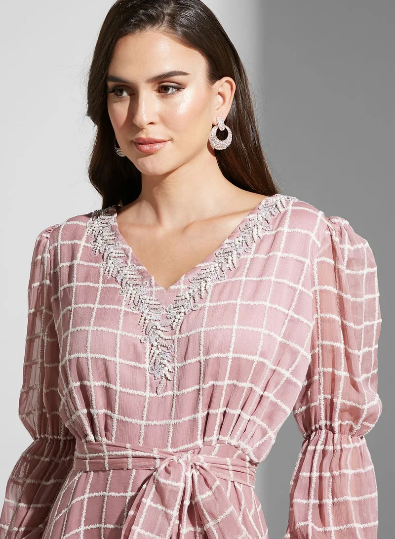 Fashion Trends by Suzy Matar Embroidered V-Line Dress