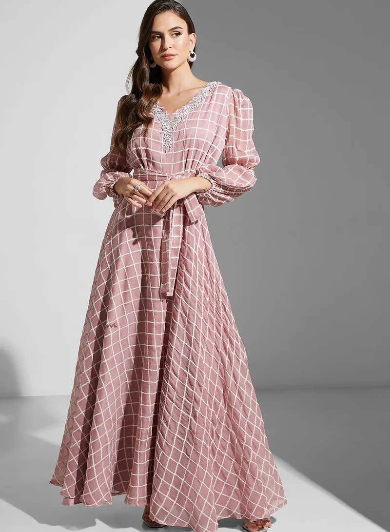 Fashion Trends by Suzy Matar Embroidered V-Line Dress