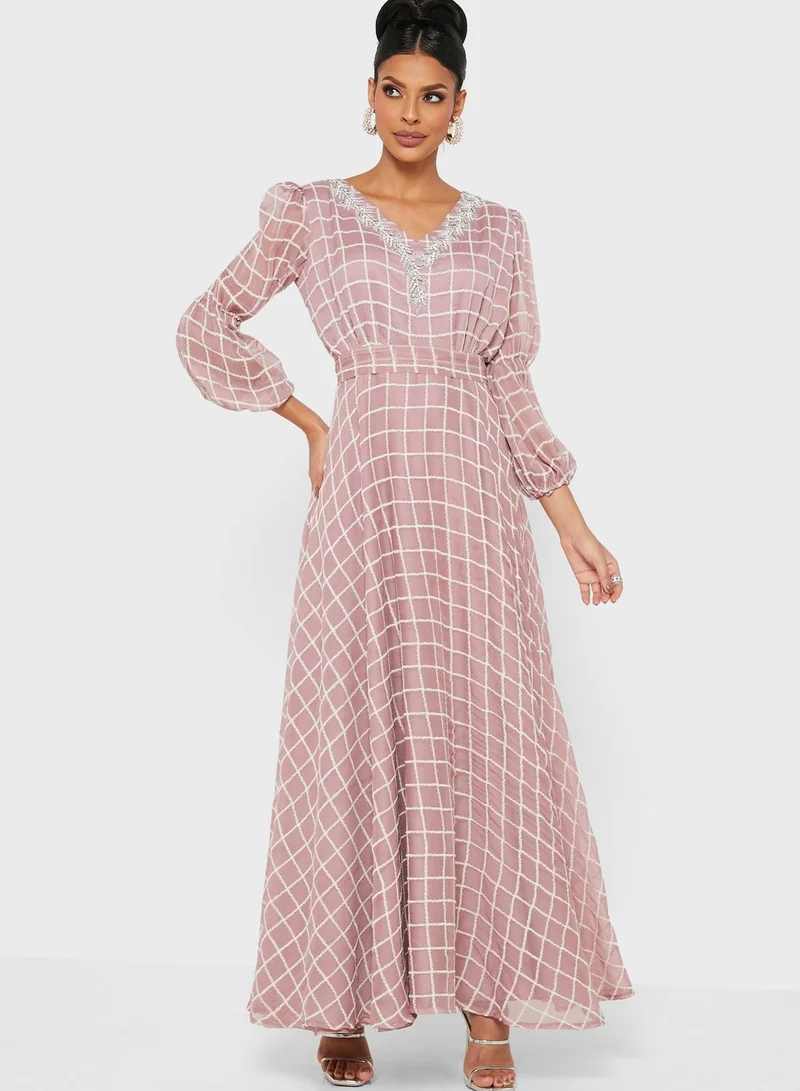 Fashion Trends by Suzy Matar Embroidered V-Line Dress