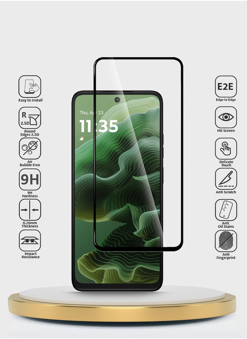 Wtech - Motorola Moto G35 5G 2024 / Motorola Moto G05 4G 2025 / Motorola Moto G15 4G 2025 Premium E2E Series Full Glue Full Cover Tempered Glass Screen Protector (MSGECN) - Clear/Black - Image 1