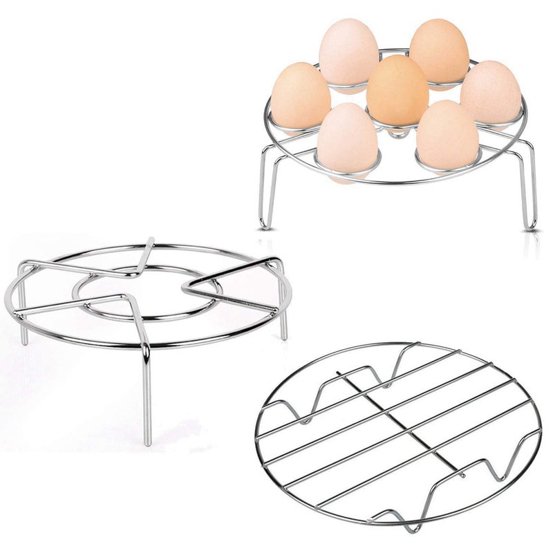 Konrisa Stainless Steel Steam Rack for Instant Pot Cooking Trivet Rack Holder Egg Steamer Basket Trivet Food Stand Air Fryer Rack for Pressure Cooker Set of 3