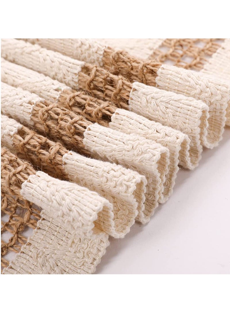 general Lace table runner, bohemian cotton and linen table runner, natural burlap table runner with tassels bohemian tablecloth decoration suitable for wedding party farmhouse table decoration width 30-length 300 (including tassels) - Image 3