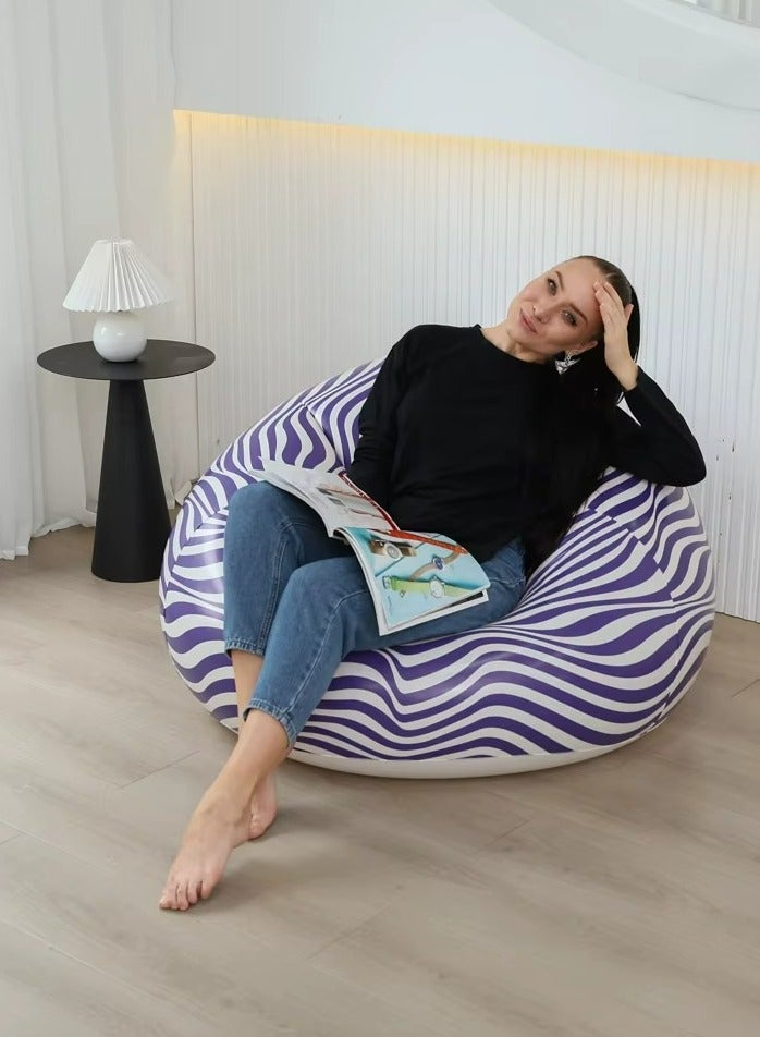 Generic Inflatable Sofa Couch Chair Plastic Colorful Stripe Design High Quality Livingroom Furniture Plastic Inflatable Portable Lazy Sofa Chair For Ultimae Comfort and Relaxation  - Image 3