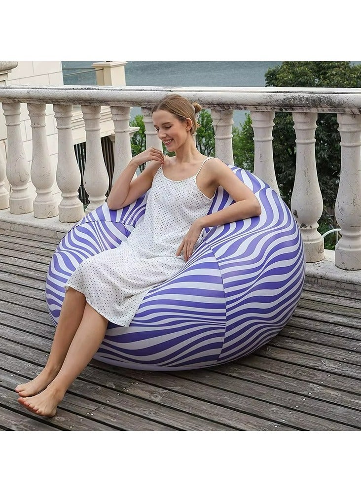 Generic Inflatable Sofa Couch Chair Plastic Colorful Stripe Design High Quality Livingroom Furniture Plastic Inflatable Portable Lazy Sofa Chair For Ultimae Comfort and Relaxation  - Image 4