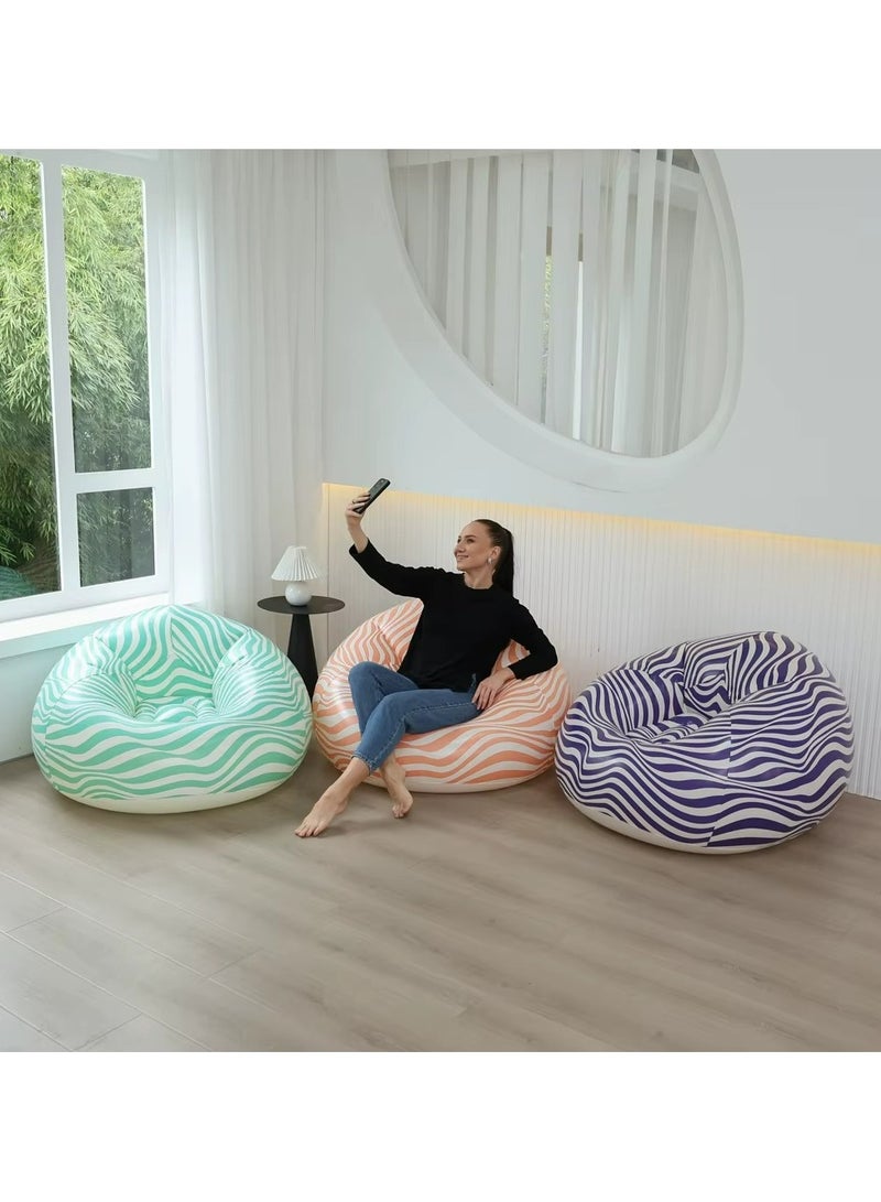 Generic Inflatable Sofa Couch Chair Plastic Colorful Stripe Design High Quality Livingroom Furniture Plastic Inflatable Portable Lazy Sofa Chair For Ultimae Comfort and Relaxation  - Image 5