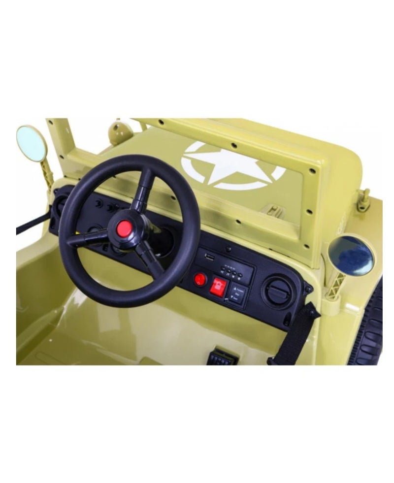 VLRA Electric Ride-On Military Jeep for Kids Matcha Color– Realistic Design & Safe Driving - Image 4