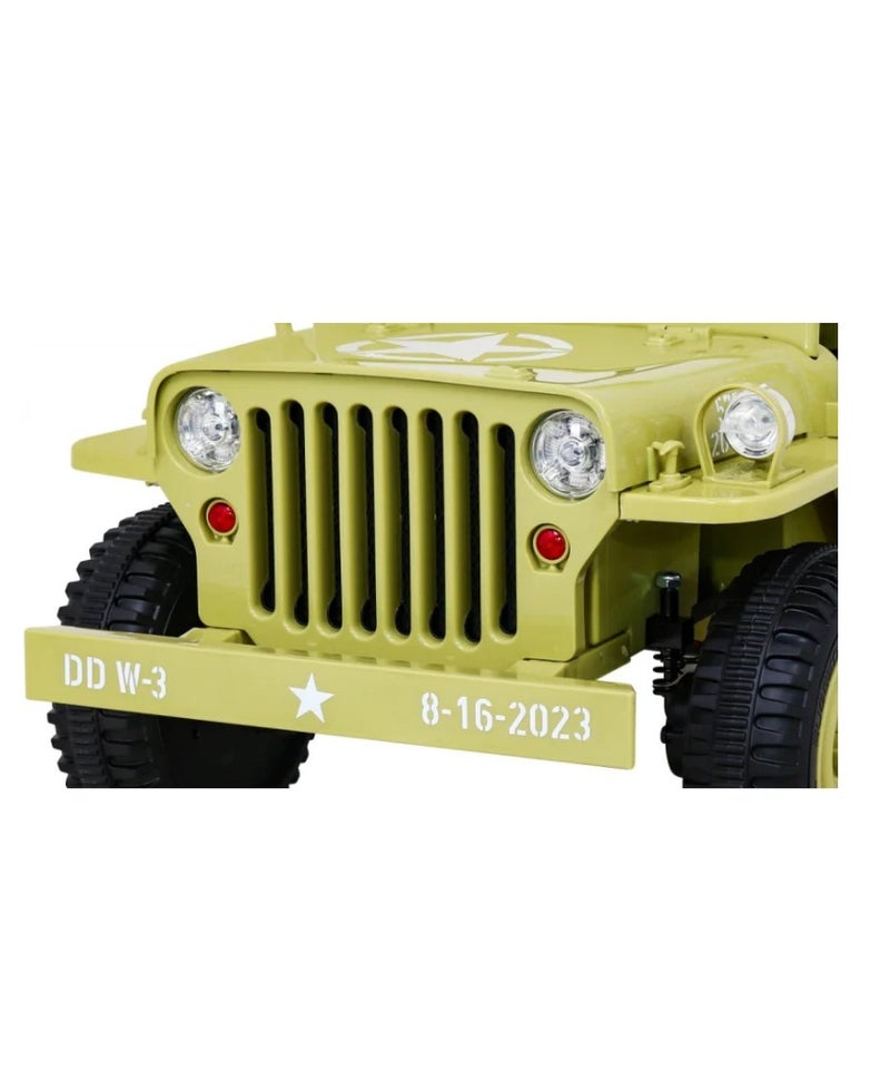 VLRA Electric Ride-On Military Jeep for Kids Matcha Color– Realistic Design & Safe Driving - Image 3