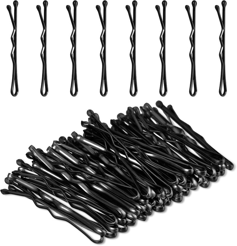 Amabro Mini Bobby Pins, 50PCS 1.37 Inch Small Wavy Hair Pins Metal Hair Clip Hairpins for Women Gilr Kids Buns Long Straight Curly Hair All Hair Types(Black) - Image 1