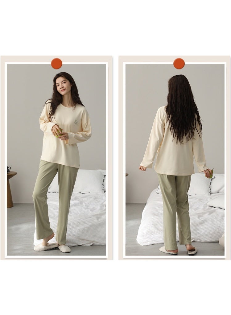 Women's Sweetcute Autumn Cotton Pajama Set Long Sleeves Chest Pad Underwear Clothes For Home Outerwear Spring Season - Image 2