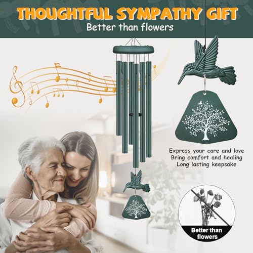 Synhonty Sympathy Wind Chimes for Outside Deep Tone Memorial Wind Chimes for Loss of Loved One Prime Bereavement Condolence Remembrance Funeral Gifts for Grieving Friends Loss of Mother Father - Image 3