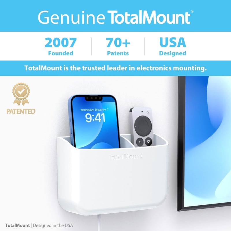TotalMount Hole-Free Remote Holder – Eliminates Need to Drill Holes in Your Wall (Premium White Holder for 2 or 3 Remotes) - Image 5