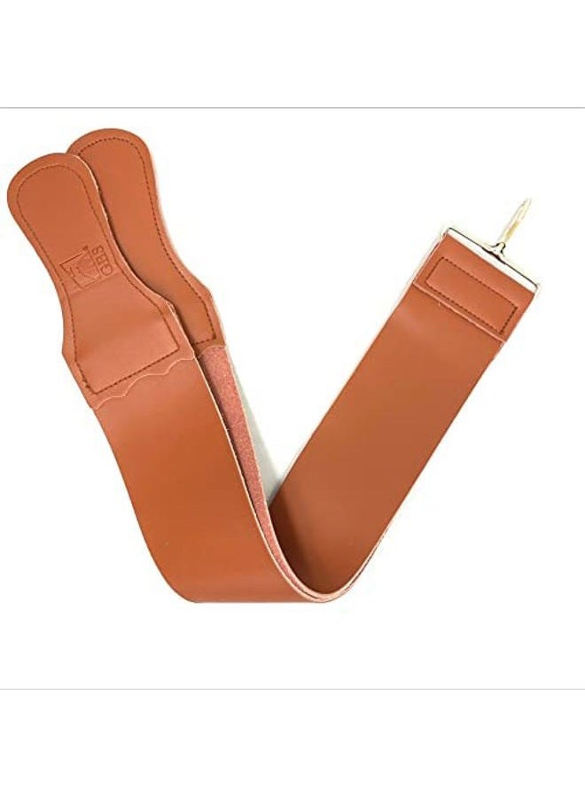 G.B.S Leather Razor Strop : 6.4cm X 60cm Barber's Razor Strop Cow Hide, Dual Straps with Swivel Clip - Image 1
